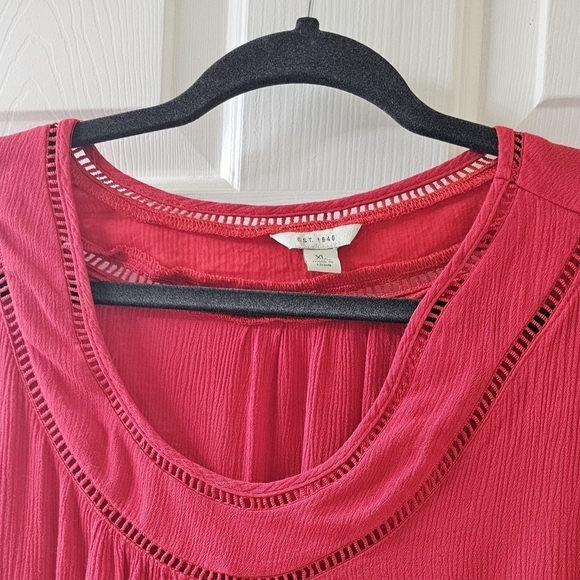 Cato Vivid Red XL Flowy Lightweight Rounded Neckline Top - Picture 2 of 4
